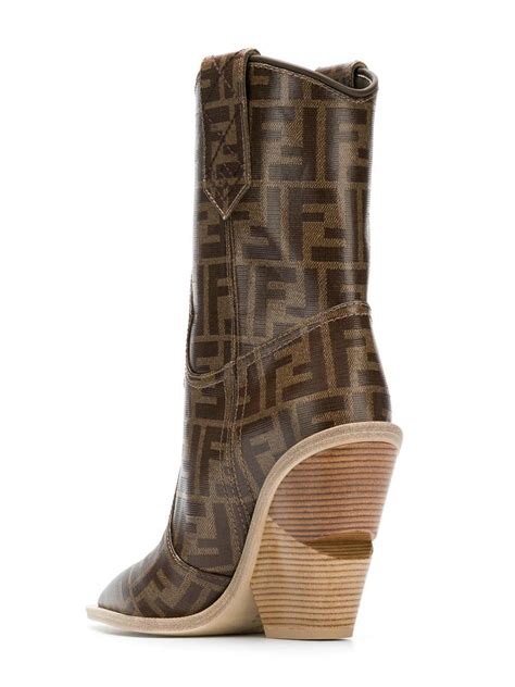 Shop Fendi Heeled Leather Cowboy Boots 